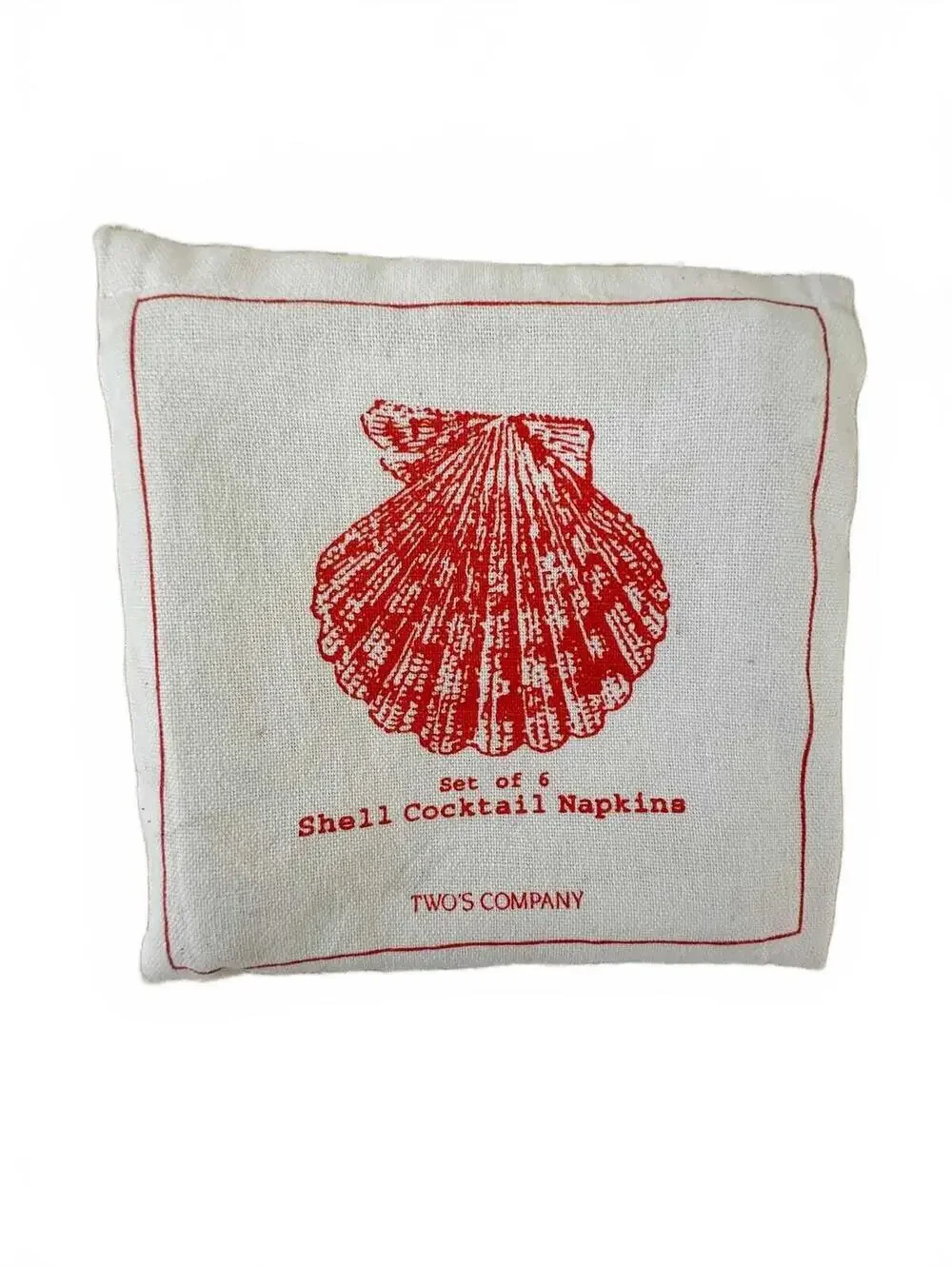 Two's Company Shell Linen Cocktail Napkins (Set of 6)